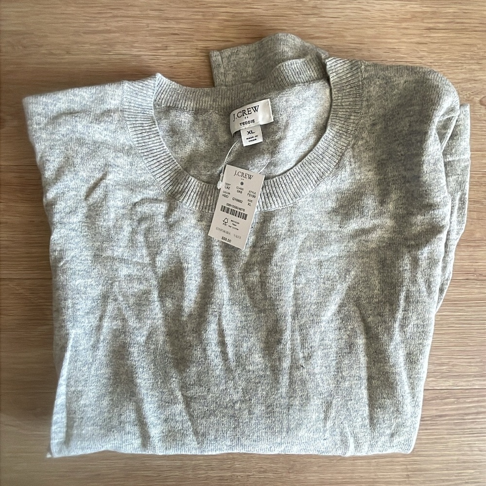 J. Crew Teddie Gray Crewneck Long-Sleeve Sweater XL NWT